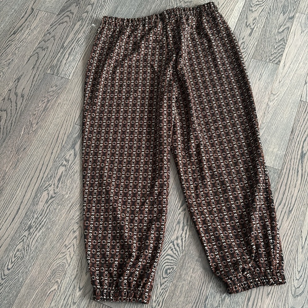 Monogram Brown Patterned drawstrings Jogger Pants Sz XL - Picture 8 of 10